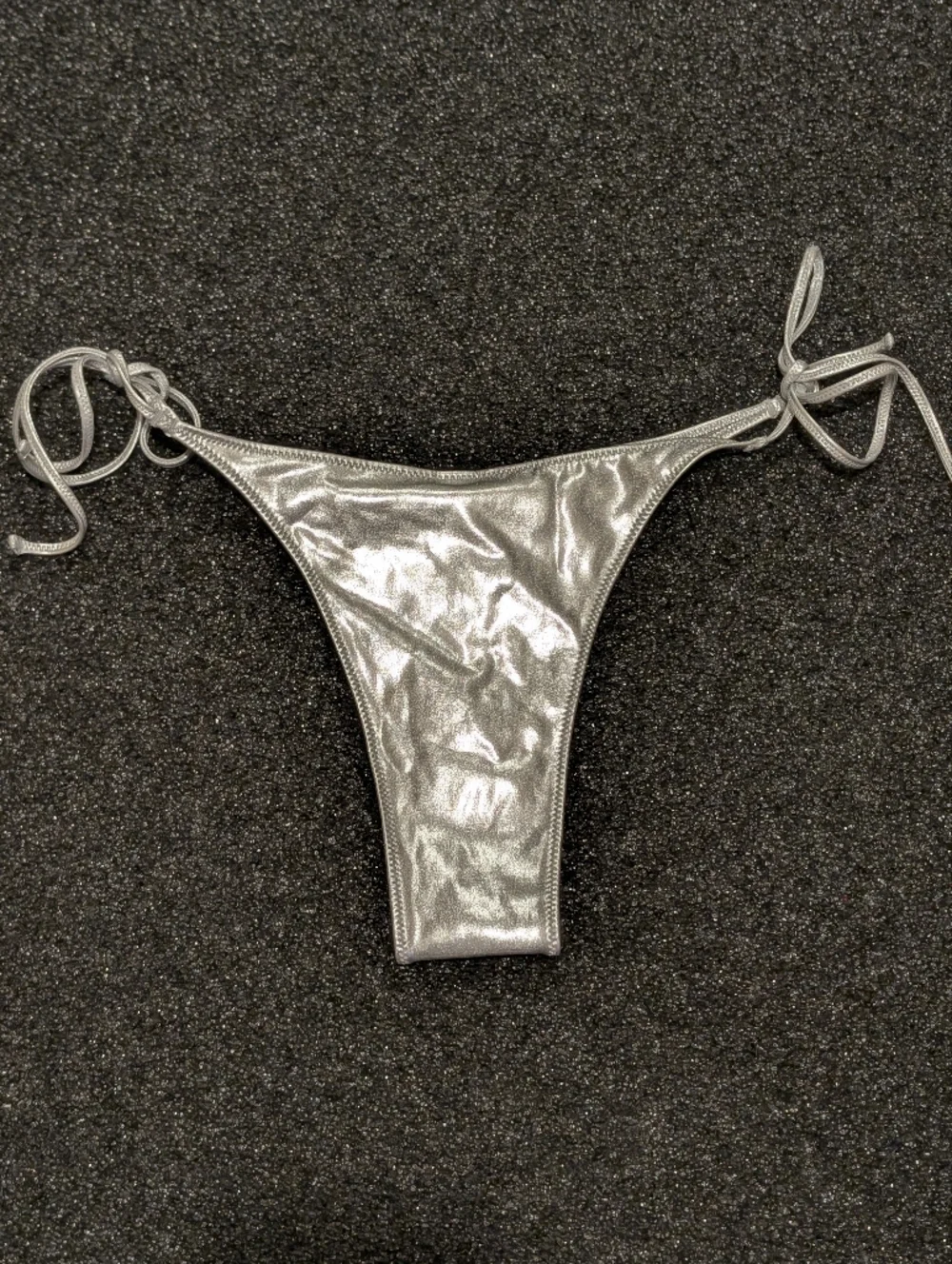 SKIMS Metallic Nikle Silver Tie-Side Bikini Bottom NWT XL